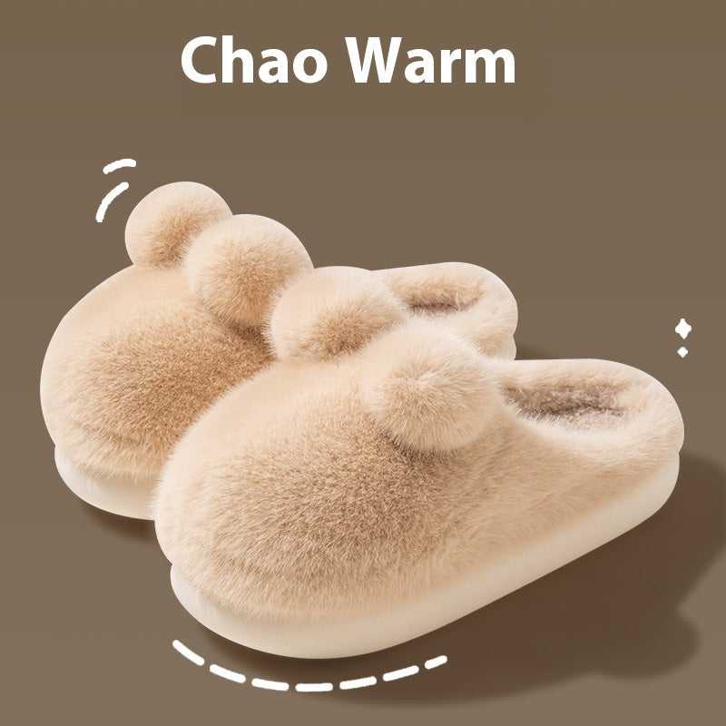 Cute Rabbit Indoor Home With Velvet Warmth Baotou EVA Anti Slip Slippers