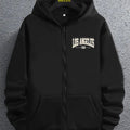 Felpa con cappuccio zip Valstrend Los Angeles 98, a manica lunga con tasca a marsupio, stile casual per autunno e inverno.