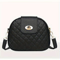 1pc Quilted Crossbody Bag, Casual & Chic Style PU Leather Bag, Round Shoulder Bag With Embroidery Detail