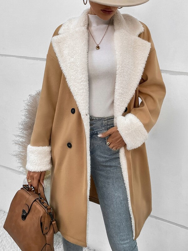Cappotto in lana Valstrend per donna, stile casual e comodo, con collo alto e tasche laterali, ideale per il tempo libero.