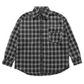 Letter Embroidery Men's Street Lapel Long Sleeve Shirt Autumn Loose Fine Plaid Shirt
