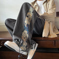 Jeans da uomo Valstrend Shop in stile casual con cuciture a orso, vestibilità larga e tessuto autunnale, pantaloni casual comodi.