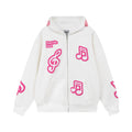 Note Printing Plus Velvet Hooded Sweater Cardigan