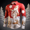 Camicia da uomo Valstrend con stampa digitale natalizia 3D, moda casual e comoda per le festività, design originale e colorato.