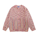 Cardigan uomo Valstrend con collo rotondo e effetto tie-dye multicolore, morbido e comodo, stile casual e trendy.