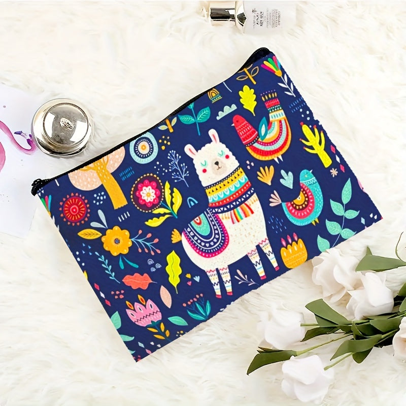 Custodia per trucco in canvas di alpaca Valstrend, resistente, con zip, ideale per cosmetici, snack o cancelleria in viaggio.