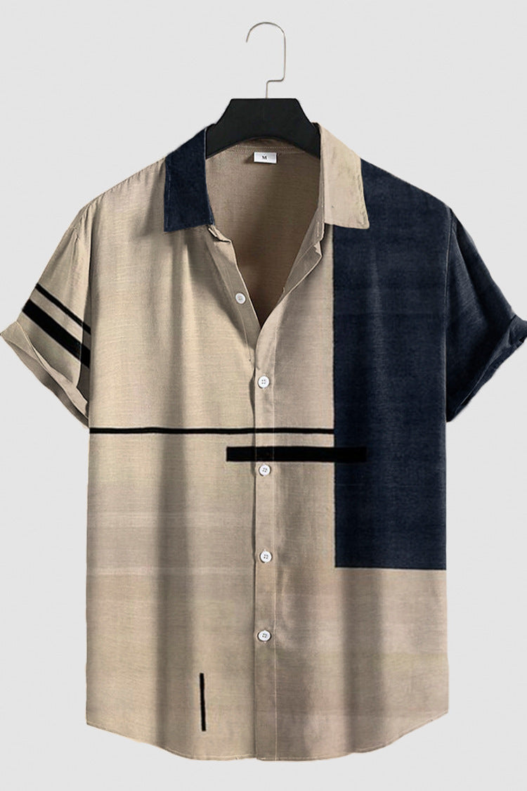 Men's Creative Color Matching 3D Digital Printing Casual Shirt
