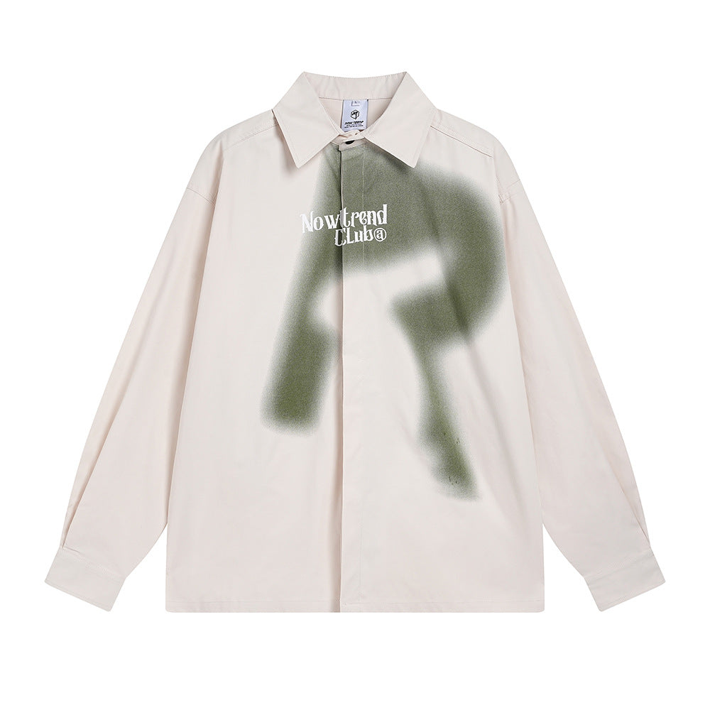 Camicia lunga Valstrend con lettere personalizzate a maniche lunghe, stile moda street, perfetta per primavera e autunno.