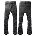 Jeans flare Valstrend con patchwork a gradiente, contrasto bianco e dettagli di lavaggio, stile casual e moderno.
