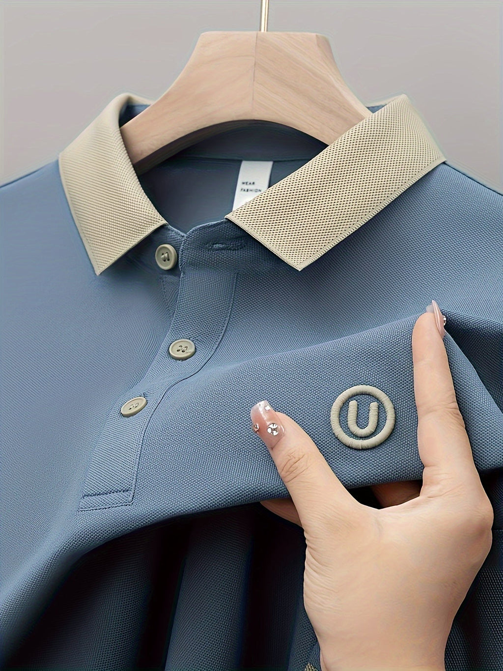 Camicia da golf da uomo Valstrend con ricamo, maniche corte, tessuto leggermente elasticizzato, ideale per estate outdoor.