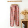 Spring And Autumn Yarn-dyed Pure Cotton Home Trousers For Women