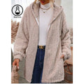 Cardigan lungo con cappuccio e maniche lunghe da donna Valstrend, stile casual e confortevole, colore grigio chiaro.