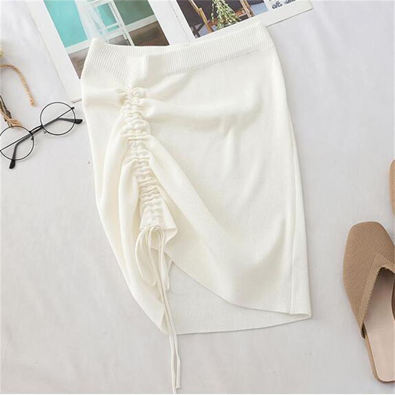 Gonna a vita alta con cinghie, gonna in maglia stretch per donna, design hot girl hip skirt, marca Valstrend shop.