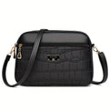 Borsa a tracolla donna in PU con motivo coccodrillo, grande capacità, tracolla regolabile e stile semplice.
