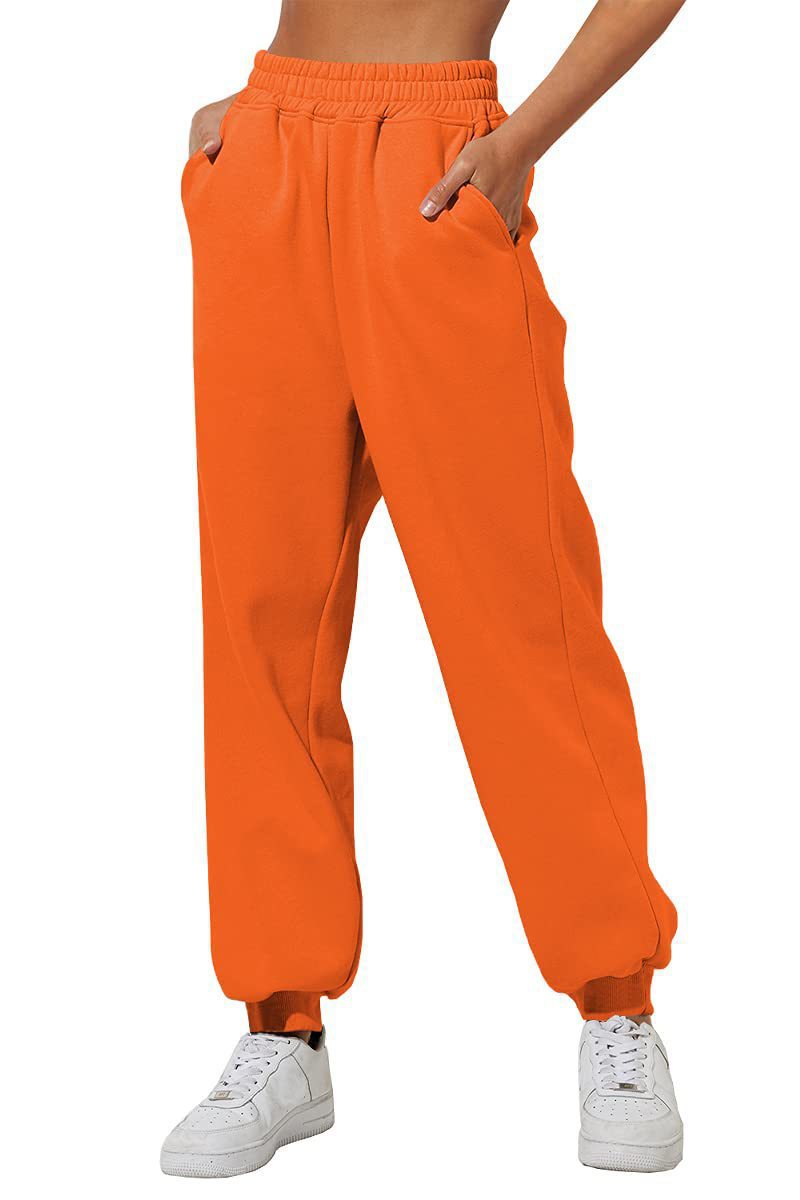 Pantaloni jogger donna Valstrend con vita alta, comodi, con tasche e cintura elastica, ideali per casual e sportivo.