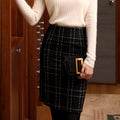 Gonna midi a tubino slim in lana a quadri a vita alta, modello Valstrend, con gonna aderente e stile elegante.