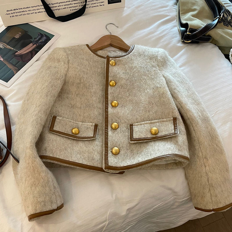 Giacca corta imbottita in cotone stile coreano, moda Valstrend, vestibilità piccola, tessuto spesso e caldo.