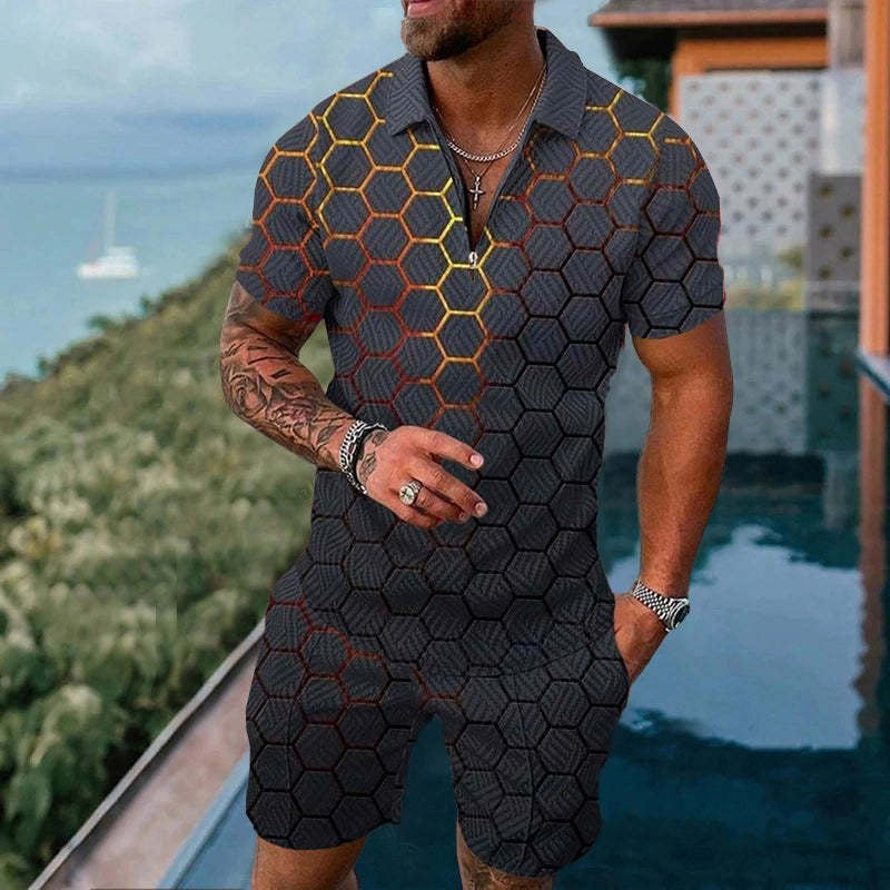 Completo casual Valstrend con giacca corta e zip, maniche corte, stile alla moda e adatto a look informali e trendy.