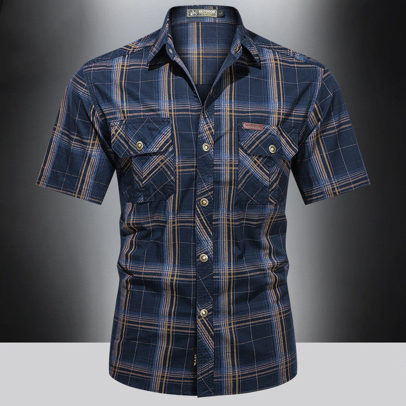 Camicia casual a maniche corte per giovani uomini, marca Valstrend shop, con tessuto leggero e stile informale.