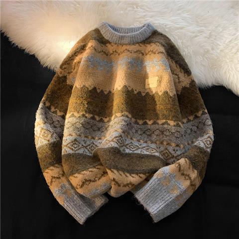 Maglione uomo Valstrend in stile retrò autunno-inverno, spessa e alla moda, ideale per stagioni fredde, con design casual e caldo