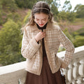 Giacca in cotone checkered con patchwork in cashmere di Valstrend, donna, con motivo a quadri e dettaglio di tessuto morbido