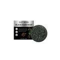 Sapone nero per capelli Valstrend shop, vista del prodotto solido con confezione nera e dettagli naturali.