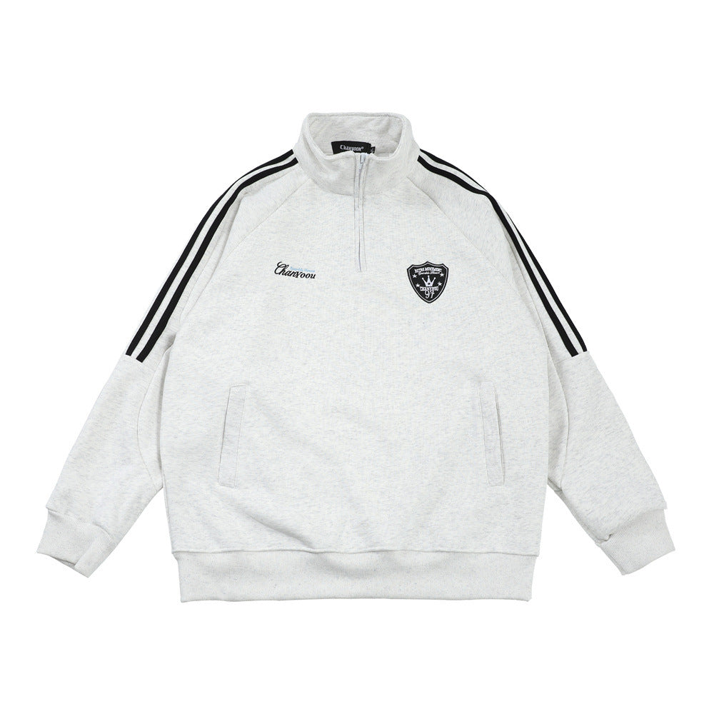 Pullover sportivo e casual Valstrend, mezza zip, colletto stand e vestibilità comoda, ideale per attività sportive e tempo libero.