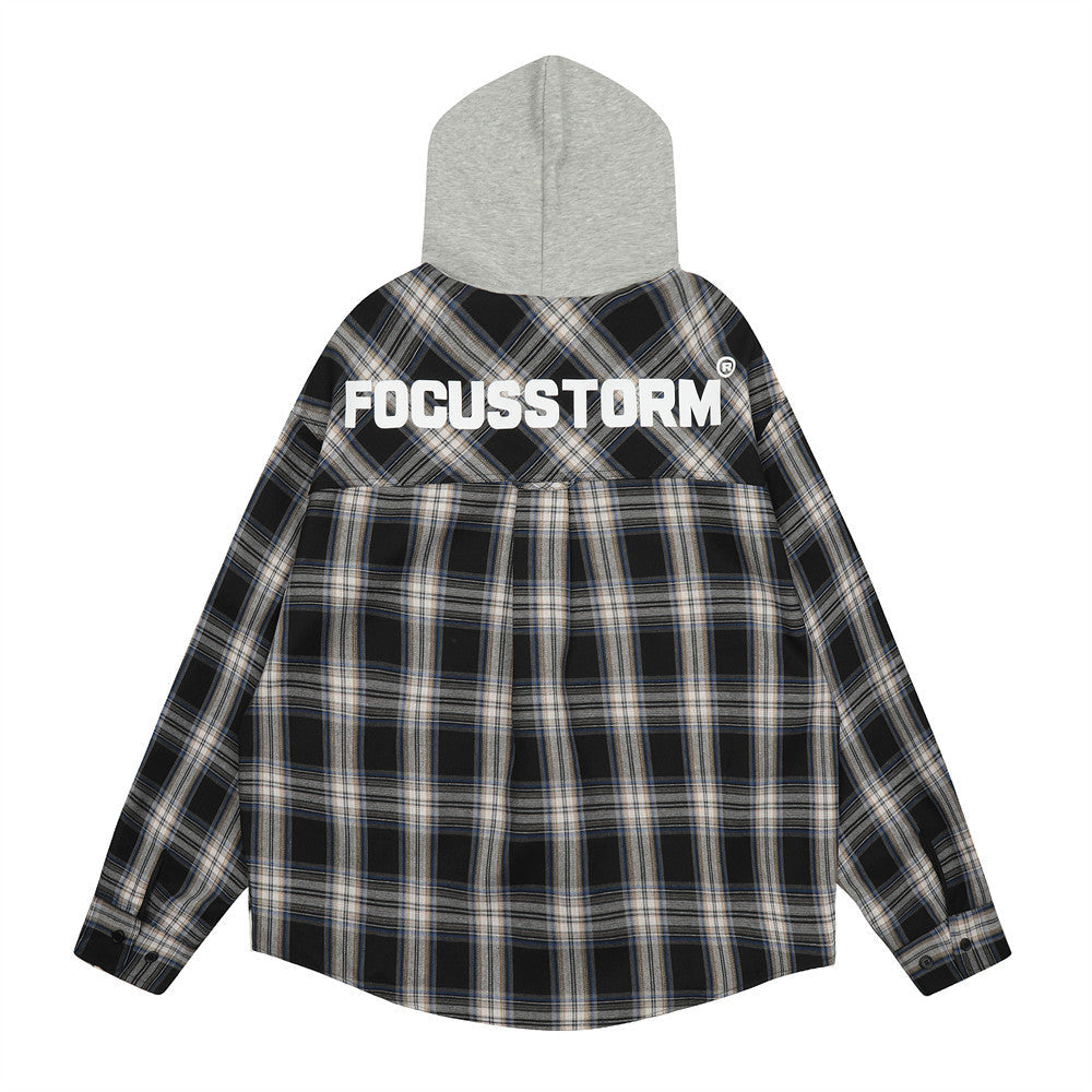 Camicia-coat da uomo Valstrend, vestibilità ampia e versatile, mostra dettagli del tessuto e stile casual.