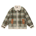 Giacca in cotone imbottita stile retrò americana con collo a luppo e motivo a quadri, marca Valstrend, vista frontale