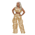 Completo moda donna Valstrend con top e pantaloni cargo in stile hip hop, in tessuto colorato e alla moda.