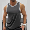 Canotta da uomo Valstrend in colore solido con collo rotondo a coste, ideale per fitness e sport, in tessuto morbido e resistente.