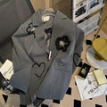 Giacca da completo con ricami floreali tridimensionali e motivo a cuore, stile elegante Valstrend shop.