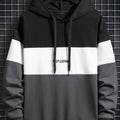 Felpa con cappuccio stampata con lettere, stile casual e streetwear per uomo, colore a blocchi, ideale per inverno e autunno.