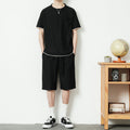 Summer Leisure Sports Men Ice Silk Two-piece Suit