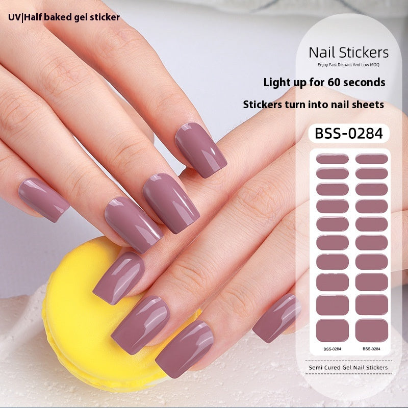 Pure Color Gel Nail Sticker Uv Phototherapy Semi-curing Nail Art Sticker