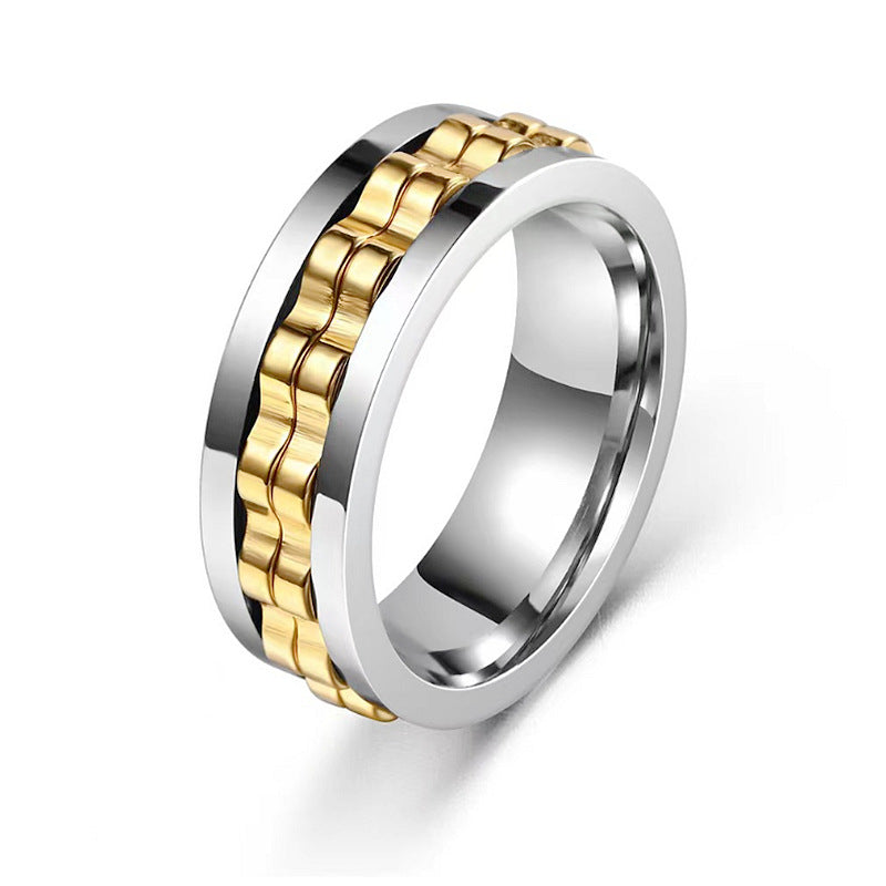 Anello quadrato in titanio di Valstrend, anello fidget in acciaio inossidabile con texture lucida e rotante, per uomini.