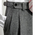 Pantaloni slim-fit in tweed di lana con motivo a spina di pesce, marca Valstrend, vestibilità elegante e tessuto di alta qualità