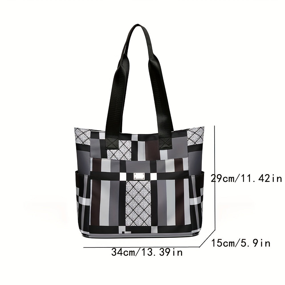 Borsa tote geometrica grande Valstrend, leggera e casual, con manici per uso quotidiano, stile spazioso e moderno.
