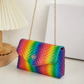 Chic Rainbow Mini Crossbody Bag for Women - Lightweight, Fashionable Wave Embossed Design with Detachable Strap, Magnetic Closure - Available in Multiple Colors