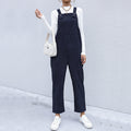Pantaloni donna autunno in velluto a coste, larghi, a tinta unita con bretelle, marca Valstrend, stile casual e caldo