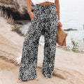 Pantaloni larghi casual da donna Valstrend in cotone e lino con stampa, vestibilità comoda e stile rilassato.