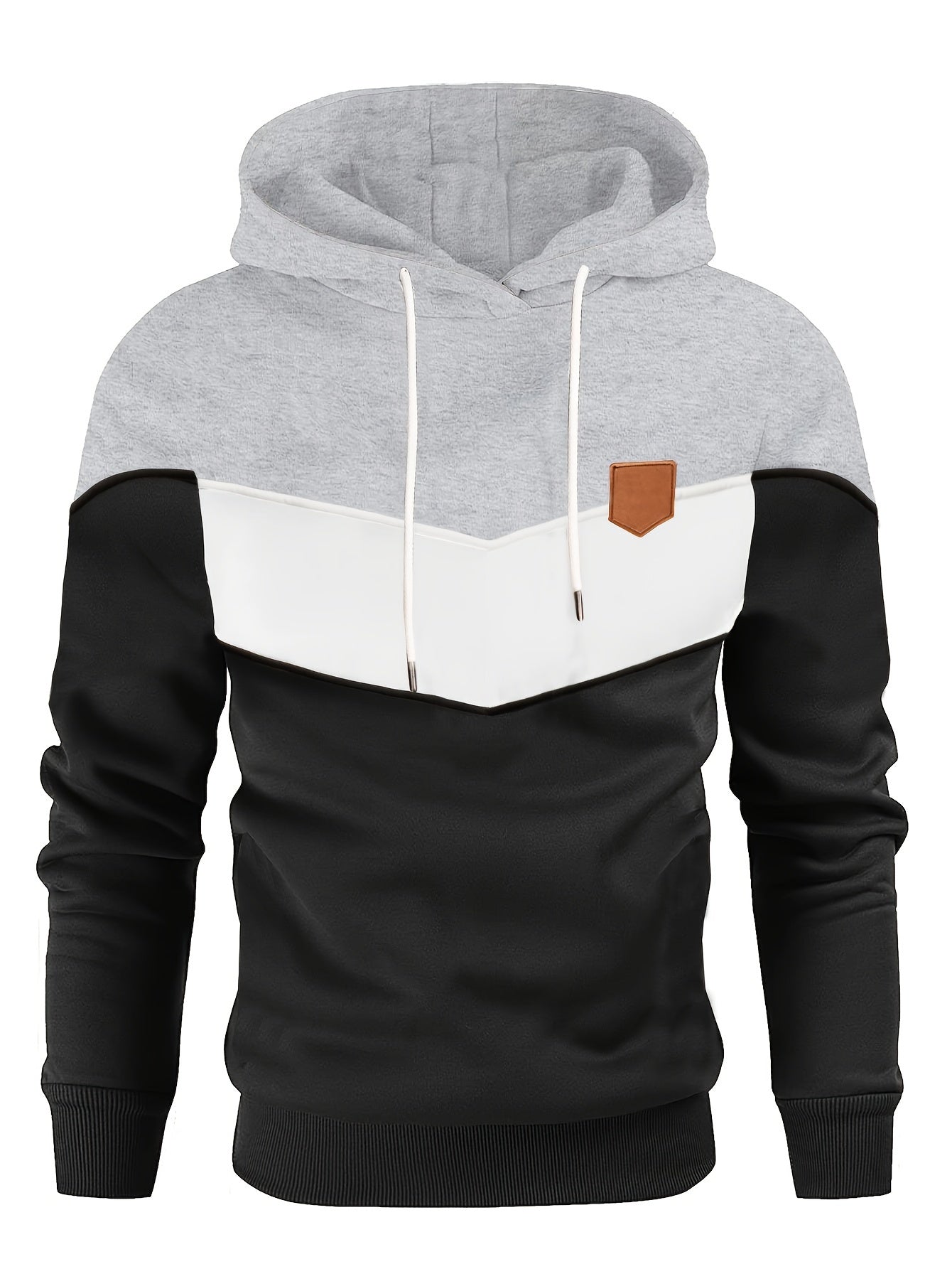 Felpa con cappuccio da uomo Valstrend, felpa a blocchi di colore con tasca a marsupio e lacci, stile casual e versatile.