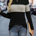 Maglia donna Valstrend, top a maniche lunghe con blocchi di colore, stile casual per autunno e inverno