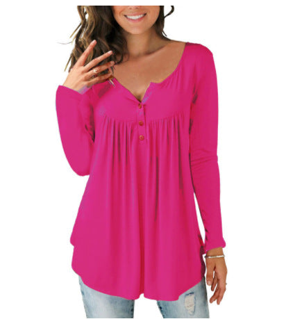 Women's Printed Plus Size Deep V Pullover T-shirt