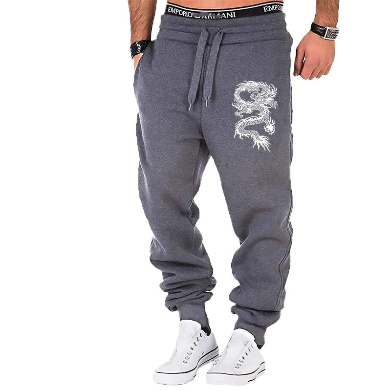 Pantaloni jogger casual da uomo Valstrend, stile fashion, con stampa dragone, comodi e alla moda, in tessuto morbido e di tendenza.