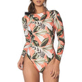 Women's Sexy Backless Diving Suit Leaf Printed Swimsuit