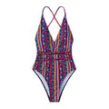 New Bohemian Swimsuit Deep V Strap One-piece Swimsuit For Women