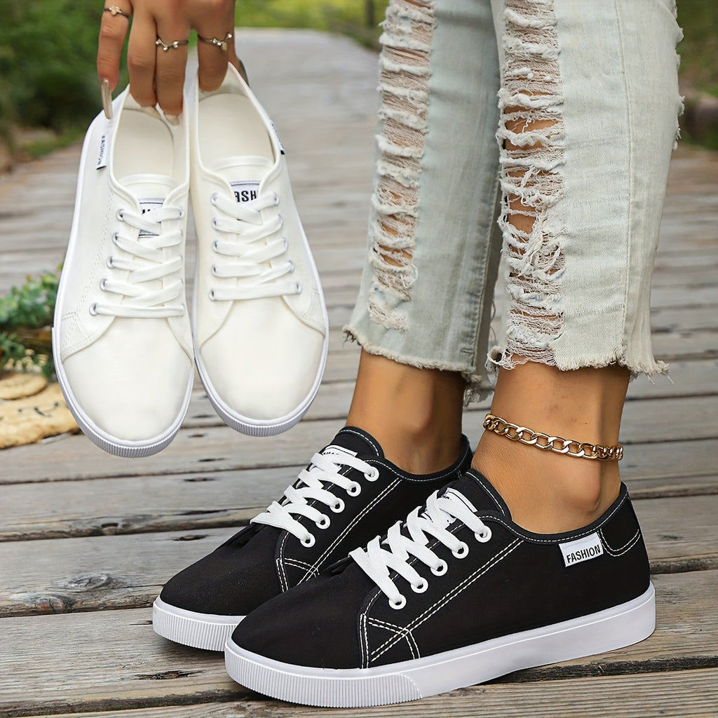 Scarpe da ginnastica casual da donna Valstrend, sneakers in tela leggere e traspiranti con lacci, ideali per tutte le stagioni.