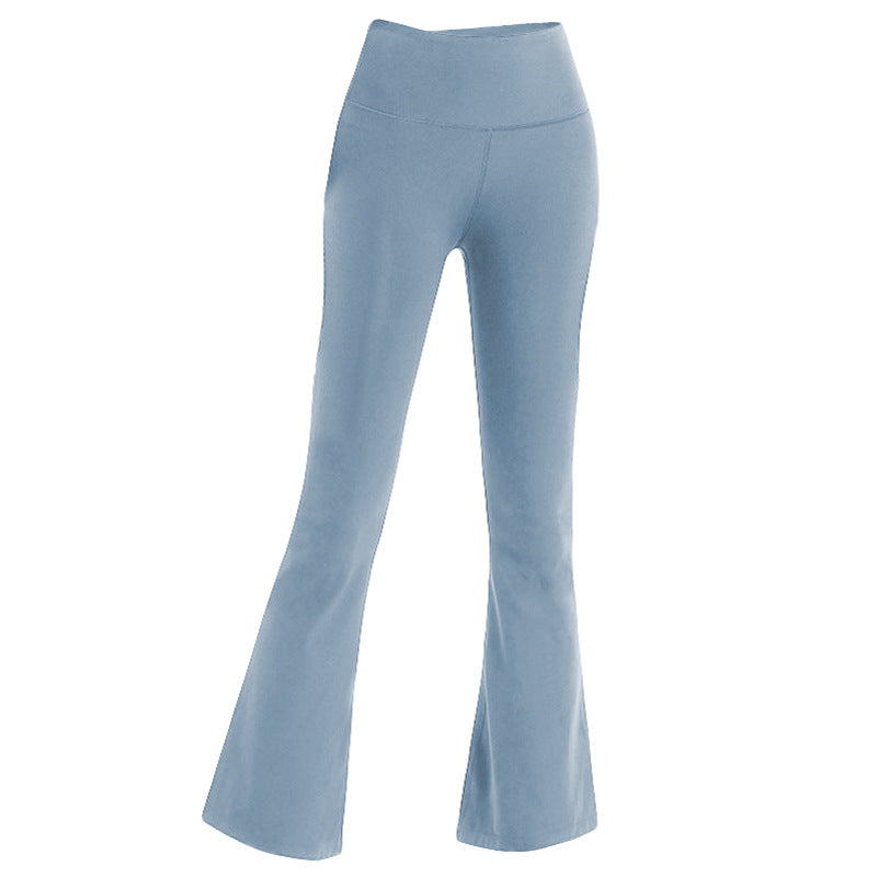 Pantaloni yoga donna a campana alta vita aderenti, pantaloni sportivi Valstrend con taglio a campana e stile fitness.