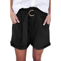 Shorts a vita alta a tre punti e gamba larga Valstrend, pantaloncini di jeans con taglio ampio e stile trendy, vista frontale
